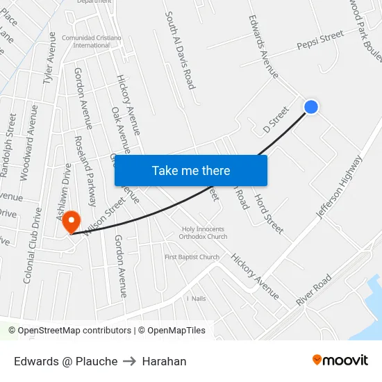 Edwards @ Plauche to Harahan map