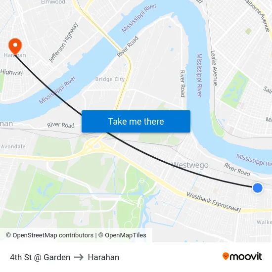 4th St @ Garden to Harahan map