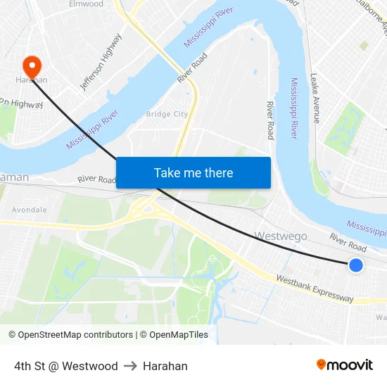 4th St @ Westwood to Harahan map