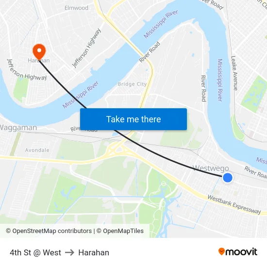 4th St @ West to Harahan map