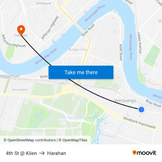 4th St @ Klien to Harahan map