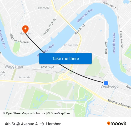 4th St @ Avenue A to Harahan map