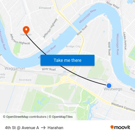 4th St @ Avenue A to Harahan map