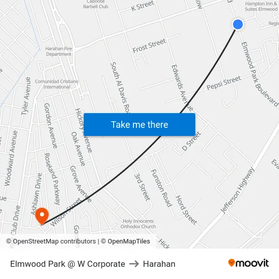 Elmwood Park @ W Corporate to Harahan map