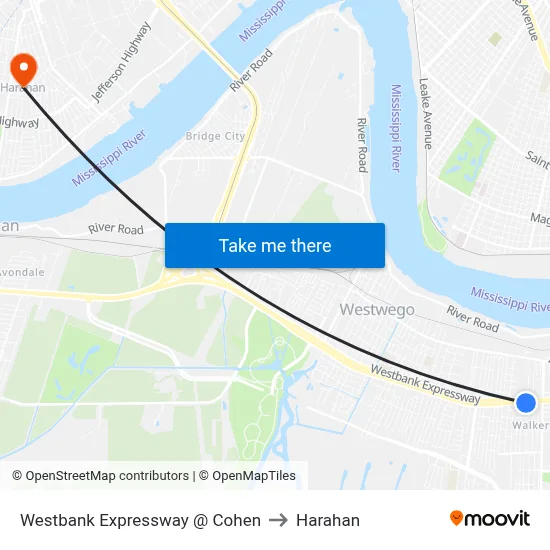 Westbank Expressway @ Cohen to Harahan map