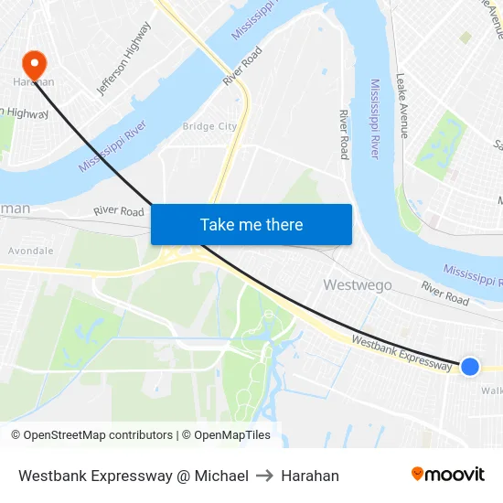 Westbank Expressway @ Michael to Harahan map