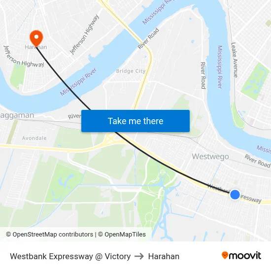 Westbank Expressway @ Victory to Harahan map