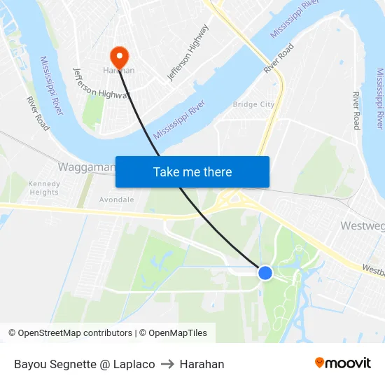 Bayou Segnette @ Laplaco to Harahan map