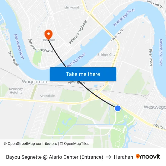 Bayou Segnette @ Alario Center (Entrance) to Harahan map