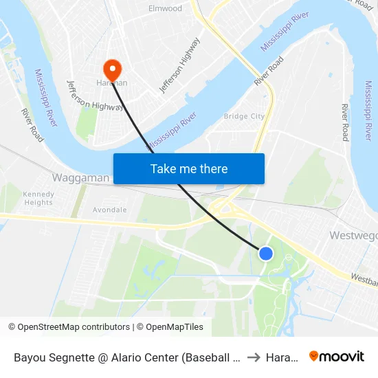 Bayou Segnette @ Alario Center (Baseball Field Ent to Harahan map