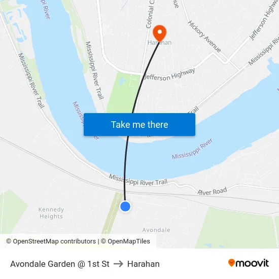 Avondale Garden @ 1st St to Harahan map