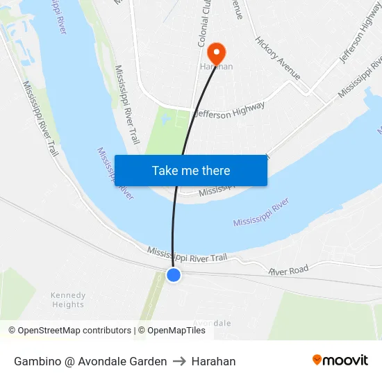 Gambino @ Avondale Garden to Harahan map