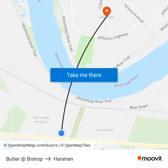Butler @ Bishop to Harahan map