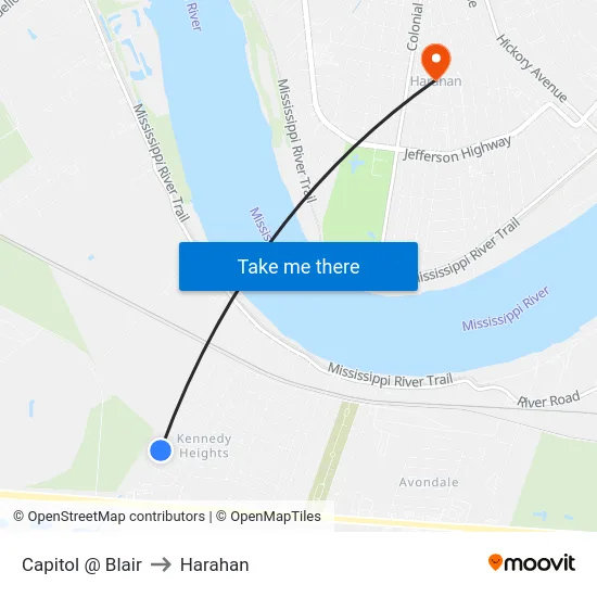 Capitol @ Blair to Harahan map