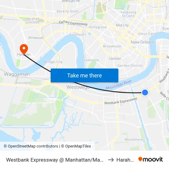 Westbank Expressway @ Manhattan/Maple to Harahan map