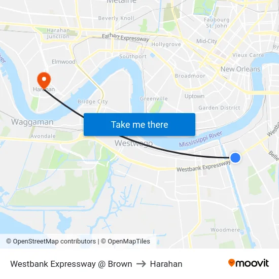 Westbank Expressway @ Brown to Harahan map