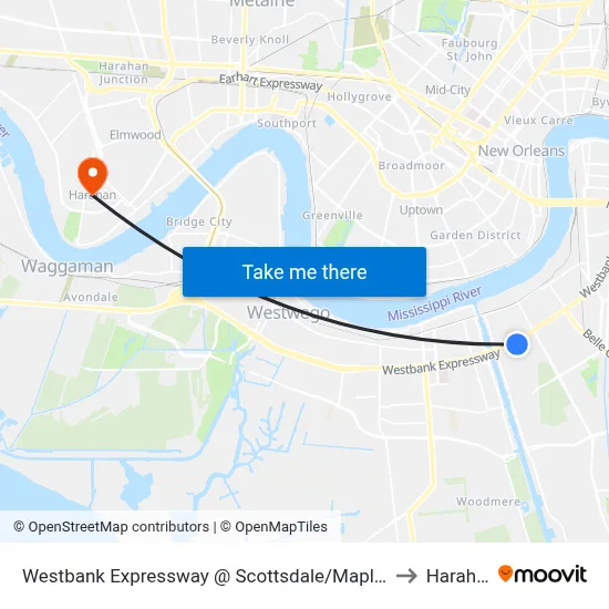Westbank Expressway @ Scottsdale/Maplewood to Harahan map