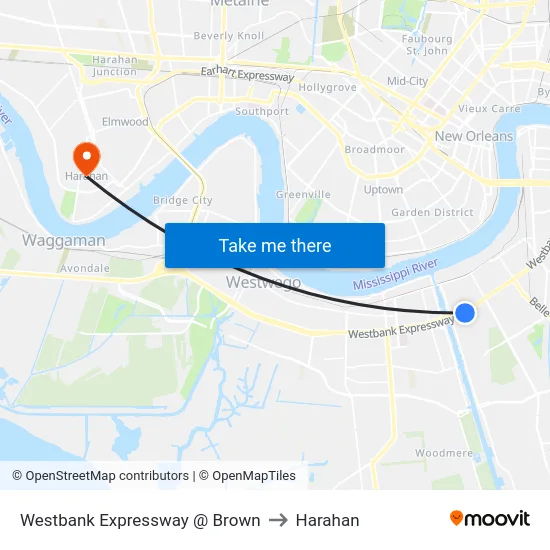 Westbank Expressway @ Brown to Harahan map