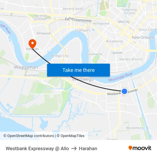 Westbank Expressway @ Allo to Harahan map