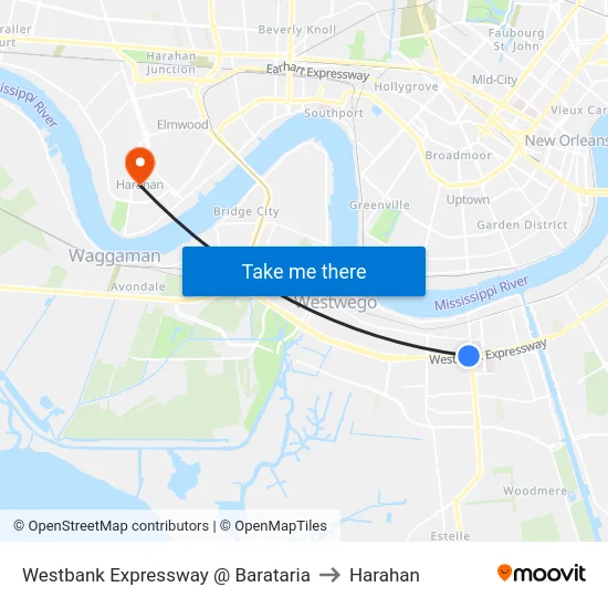 Westbank Expressway @ Barataria to Harahan map