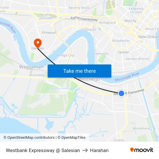 Westbank Expressway @ Salesian to Harahan map