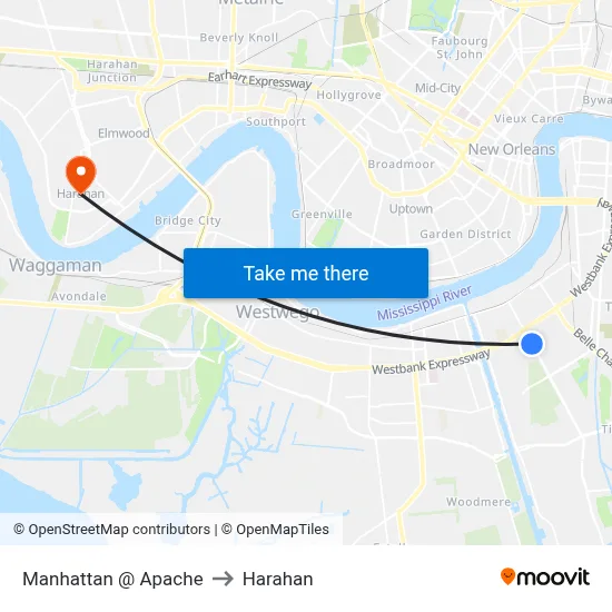 Manhattan @ Apache to Harahan map