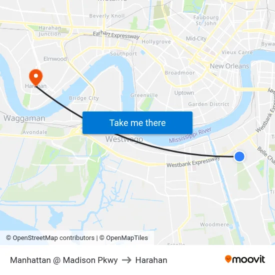 Manhattan @ Madison Pkwy to Harahan map