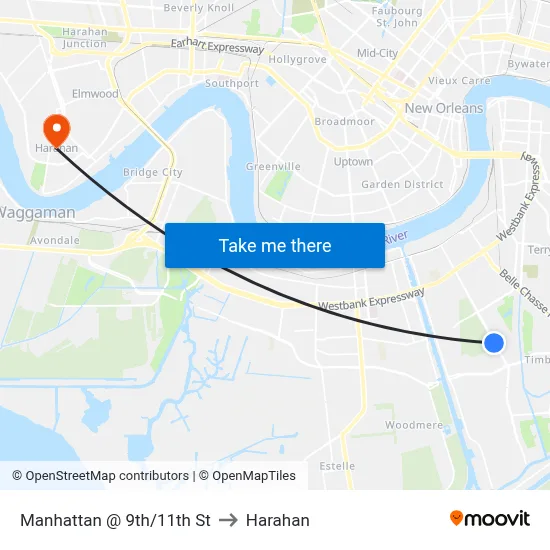 Manhattan @ 9th/11th St to Harahan map