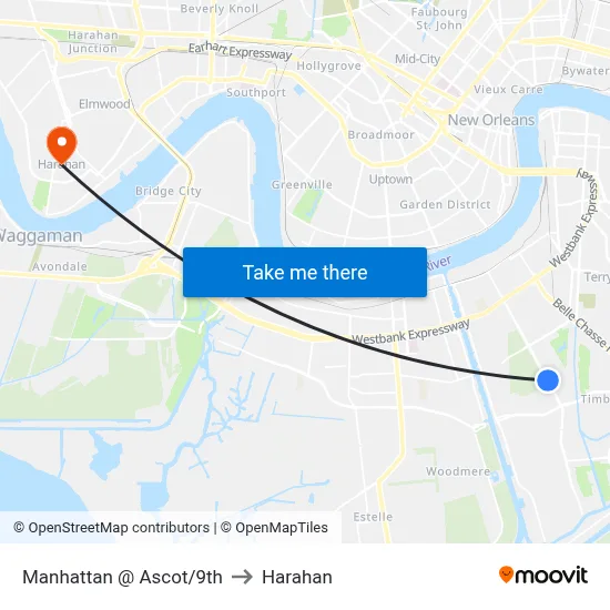 Manhattan @ Ascot/9th to Harahan map