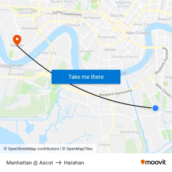 Manhattan @ Ascot to Harahan map