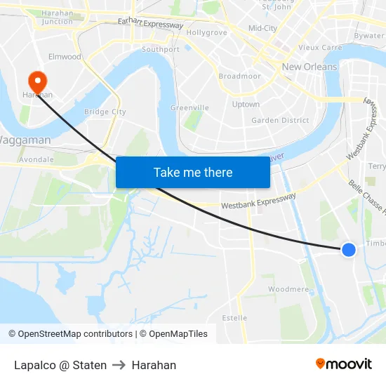 Lapalco @ Staten to Harahan map