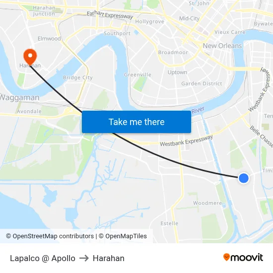 Lapalco @ Apollo to Harahan map