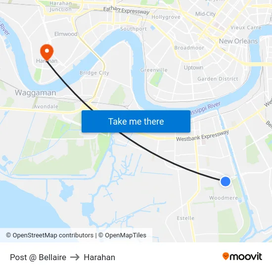 Post @ Bellaire to Harahan map