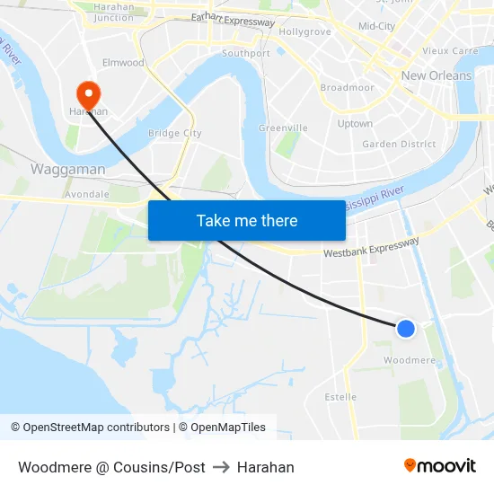 Woodmere @ Cousins/Post to Harahan map