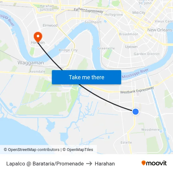 Lapalco @ Barataria/Promenade to Harahan map