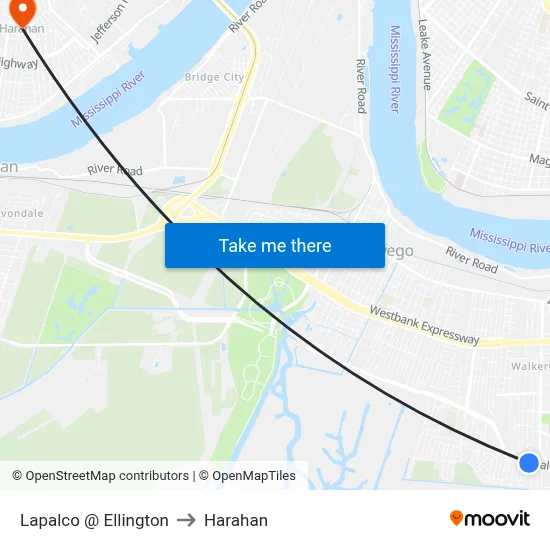 Lapalco @ Ellington to Harahan map