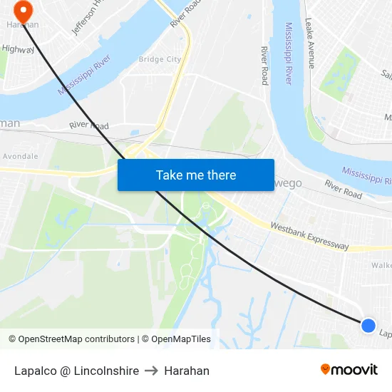 Lapalco @ Lincolnshire to Harahan map