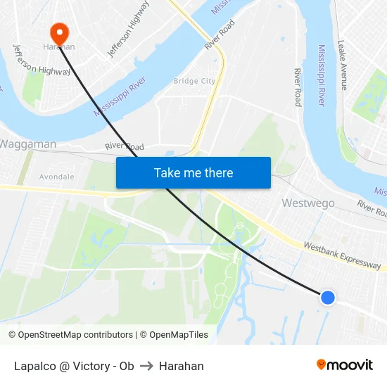 Lapalco @ Victory - Ob to Harahan map