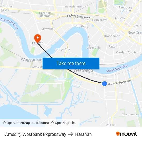 Ames @ Westbank Expressway to Harahan map