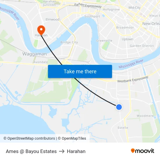 Ames @ Bayou Estates to Harahan map