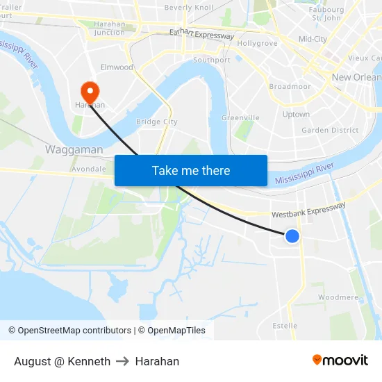 August @ Kenneth to Harahan map