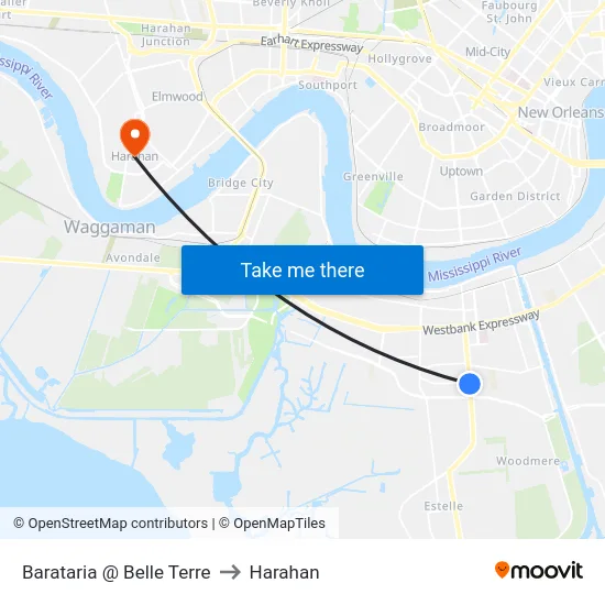 Barataria @ Belle Terre to Harahan map