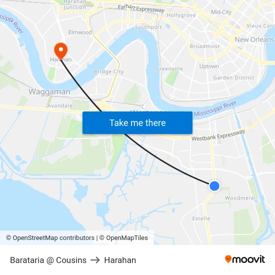 Barataria @ Cousins to Harahan map