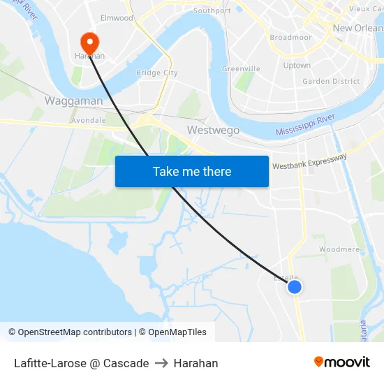 Lafitte-Larose @ Cascade to Harahan map