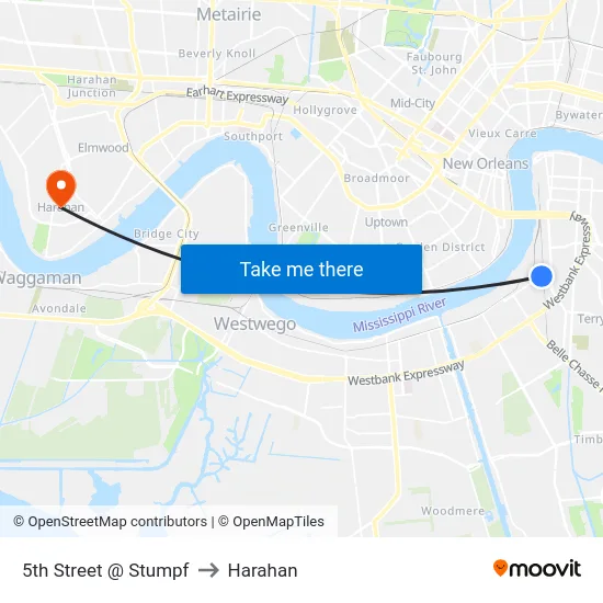 5th Street @ Stumpf to Harahan map