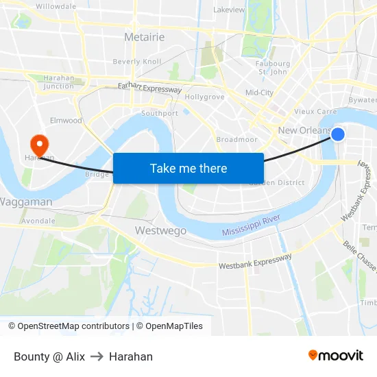 Bounty @ Alix to Harahan map