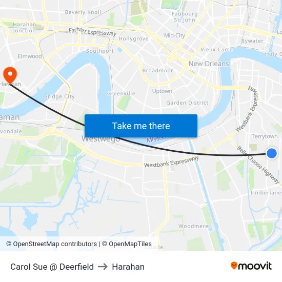 Carol Sue @ Deerfield to Harahan map