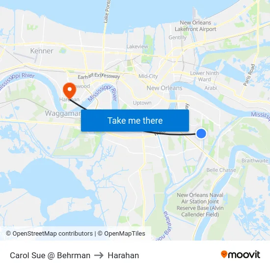 Carol Sue @ Behrman to Harahan map