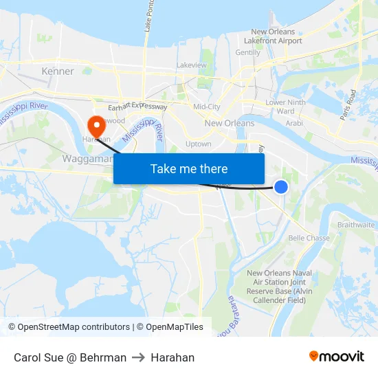 Carol Sue @ Behrman to Harahan map