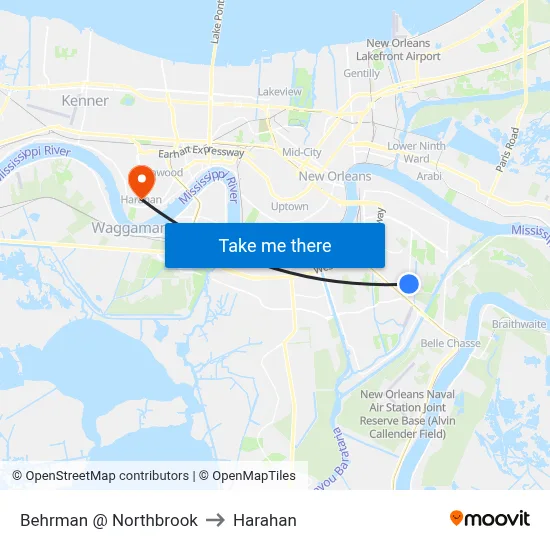 Behrman @ Northbrook to Harahan map